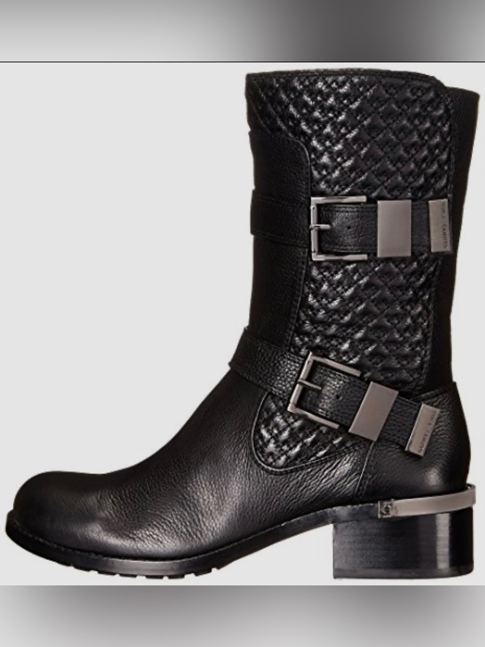 Coach Black Quilted Leather Buckle Ankle Boots